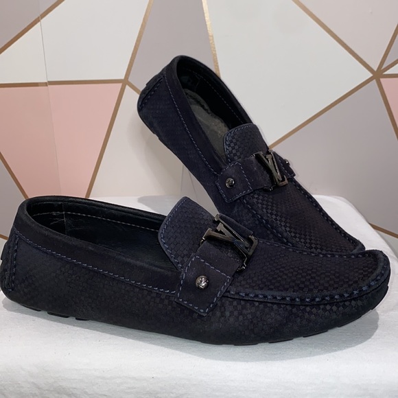 Louis Vuitton Classic Checked Navy Loafer US 8.5/ LV 7.5 Suede Moccasin … - Picture 4 of 11